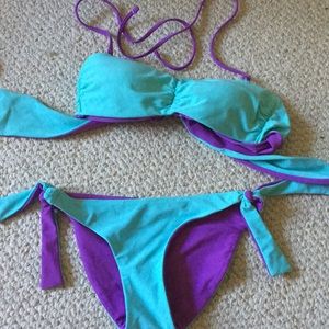 Reversible swim suit top and bottom for juniors